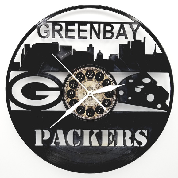 Handmade Other - GREEN BAY PACKERS vinyl record clock